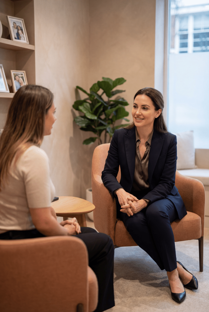 Female patient in a private labiaplasty consultation at Transform Beverly Hills