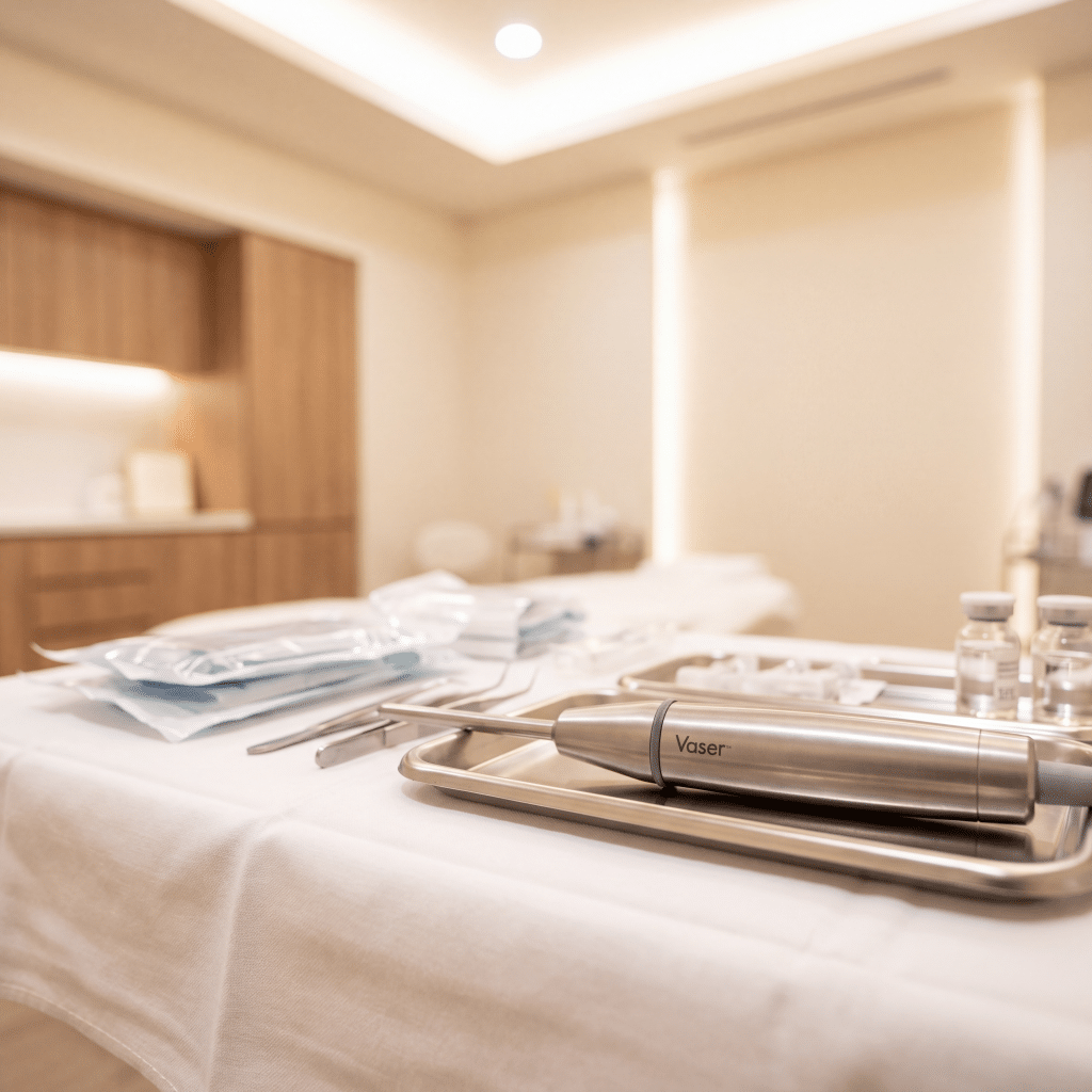 Vaser liposuction device prepared in a treatment room at Transform Beverly Hills