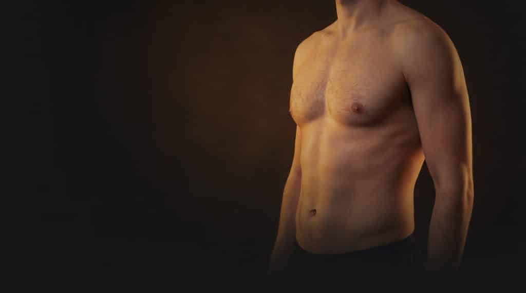 Male chest showing gynecomastia suitable for chest reduction surgery at Transform Beverly Hills